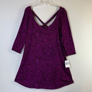 Maidenform Floral Lace Cross Back 3/4 Sleeve Lounge Dress. XL. NWT.